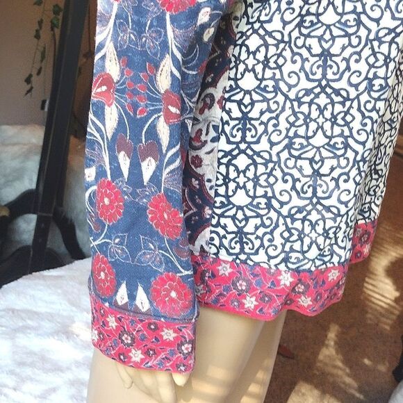 Tory Burch Women's Size Medium Cotton Tapestry Long Sleeve Crew Sweater - Picture 3 of 11